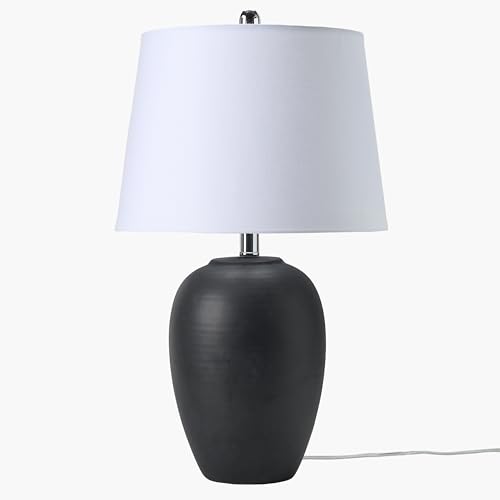 Home 23" Black Vintage Distressed Ceramic Pot Table Lamp for Bedroom