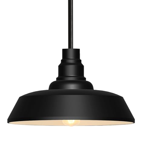15" Black Farmhouse Pendant Barn Light
