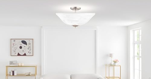 25002-65-1 Replacement Alabaster Glass shade for Flush Mount or Semi-Flush Mount, 1/2" Center Hole, 11-1/2" Diameter x 4" Height