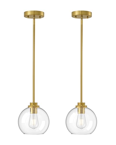Pendant Light Fixtures 2 Pack with Clear Glass Globe Shade (2 Count)
