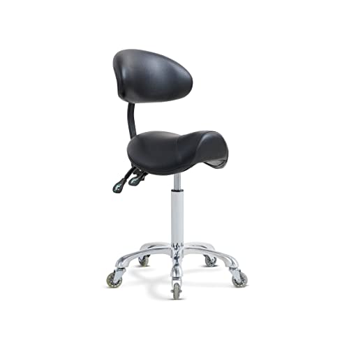 Saddle Stool Rolling Chair with Back Support