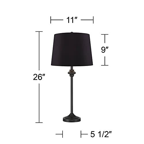 Lynn 26" Tall Buffet Table Lamps Set of 2 Black Skinny Modern Shade (2 Count)
