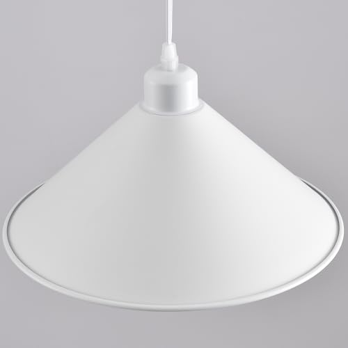 11.8IN Plug in Pendant Light 2 Pack Industrial Hanging Lamp White Vintage Pendant Lighting Fixtures with 15ft Cord On (2 Count)