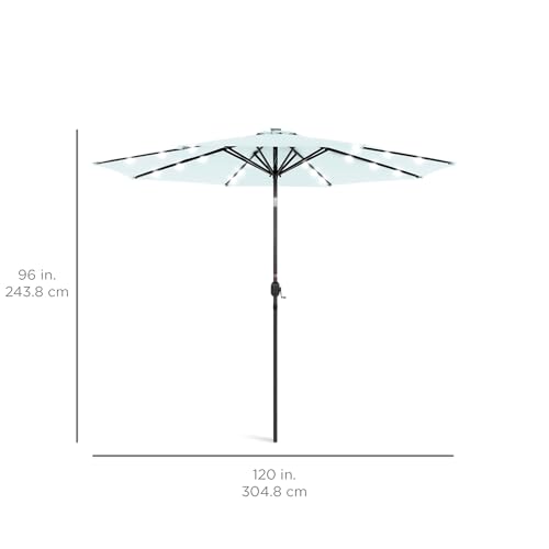 10ft Solar Polyester LED Lighted Patio Umbrella w