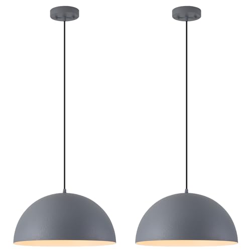 16" Grey and White Industrial Pendant Lights Kitchen Island