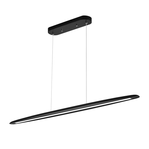 51" Wood Linear Pendant Light Black Linear Pendant Dinning Room Hanging Lights LED Dimmable Chandeliers 36w for Dining Room Pool Table Lights Kitchen Island Light Black