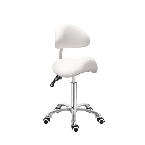 Saddle Stool Chair with Back Ergonomic Rolling Esthetician Seat for Salon Tattoo Shop Spa Dentist Clinic