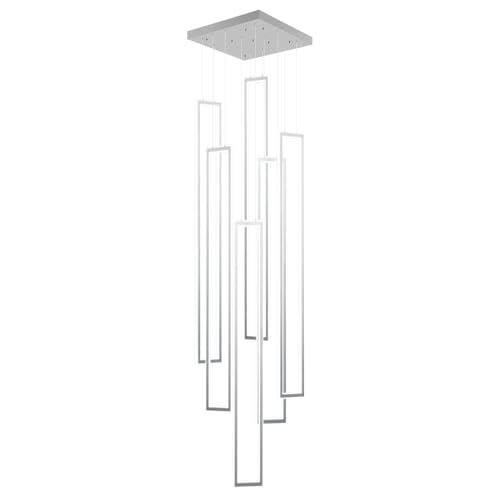 Modern Chandeliers for Entryway High Ceiling Large Rectangle Chandelier LED Dimming Contemporary Chandelier for Staircase Foyer 2700k