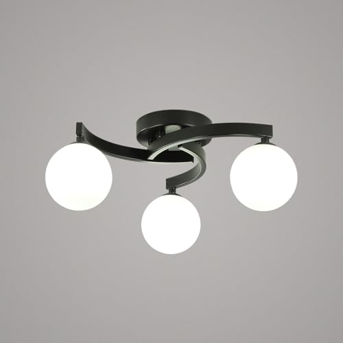 Modern Black Sputnik Glass Globe Semi Flush Mount Ceiling Light Fixture