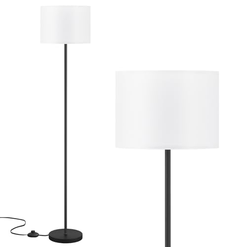 Modern Floor Lamp Simple Design with White Shade & Foot Pedal Switch