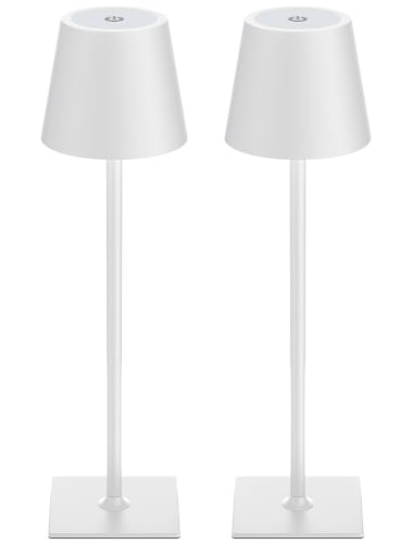 White Gold Cordless Rechargeable Table Lamp 5000mAh Battery Operated Lamps
