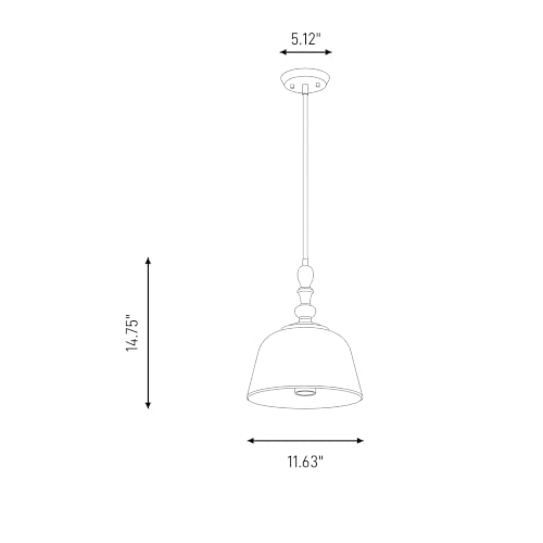 7-3751-1-322 Berg Farmhouse Contemporary Metal Pendant Ceiling Light, 1-Light 60 Watt, 14" H x 12" W, Warm Brass