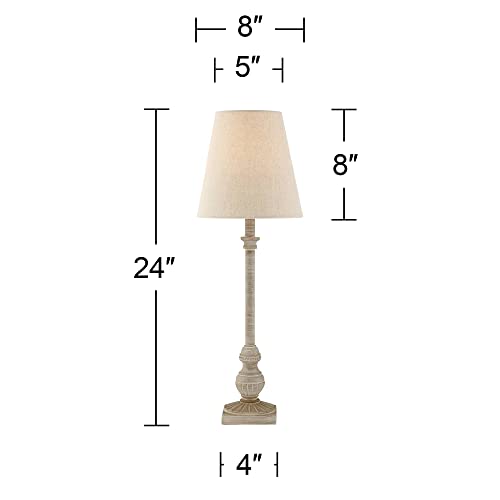 Loreno 24" Tall Buffet Table Lamps Set of 2 Faux Wood Whitewash Skinny (2 Count)