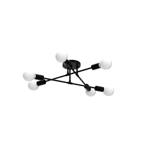 Modern Sputnik Chandelier, 6-Light Ceiling Light, 6 LED Light Bulbs Inlcuded for Bedroom,Dining Room,Kitchen,Office (Black)