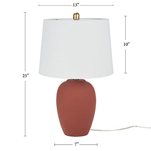 Home 23" Rust Orange Ceramic Pot Table Lamp for Bedroom