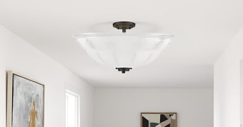 25004-68-1 Replacement 2-Tone Clear & Sandblasted Glass shade for Flush Mount or Semi-Flush Mount, 1/2" Center Hole, 11-3/4" Diameter x 3-7/8" Height