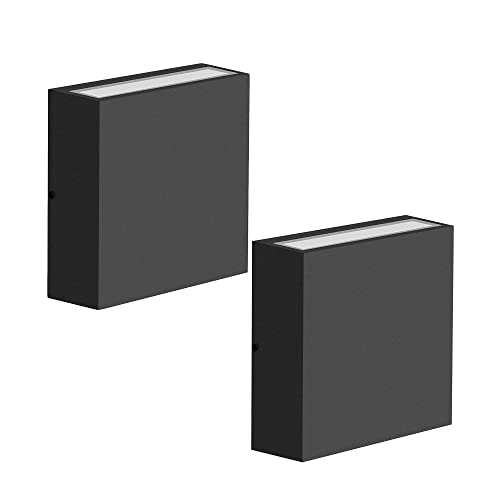 2 Pack Up Down Wall Lights LED Outdoor Wall Sconce Black Exterior Light Fixture 6W for Garage House Patio Garden (2 Count)