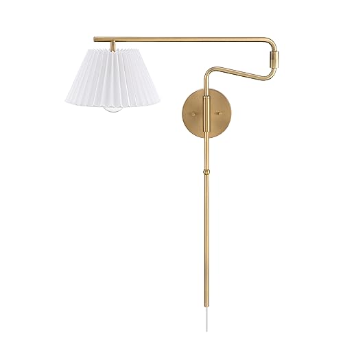 Kai Modern Wall Mounted Plugin Bedside Reading Lamp with Pleated Shade