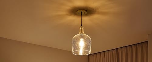 9” Chrome Seeded Glass Pendant Light Modern 1 Light Single Dome Pendent Lighting Fixtures for Kitchen Island Dining Room Hallway