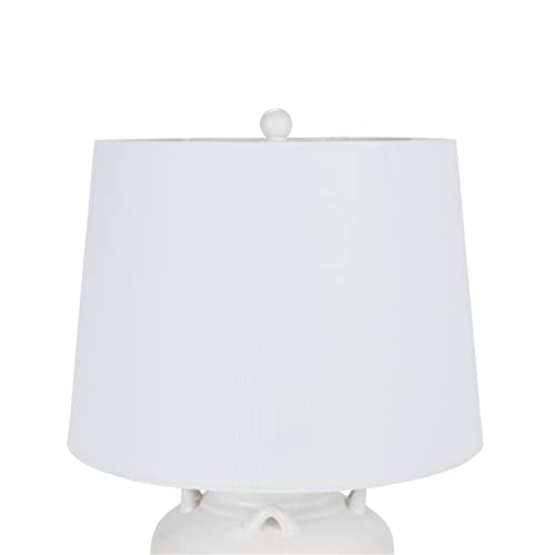 Home 24" White Farmhouse Ceramic Pottery Jug Table Lamp for Bedside Table