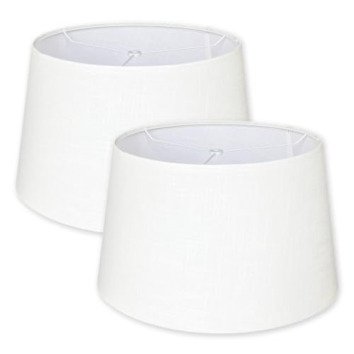 White Large Drum Lamp Shades Set of 2 (2 Count)