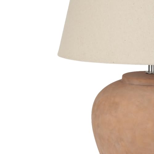 Home 20" Rustic Terracotta Ceramic Table Lamp with Fabric Shade