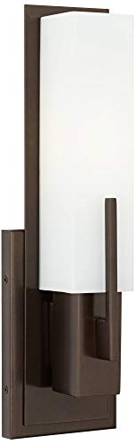 Midtown 15" High White Glass Bronze Modern Wall Sconce Light Fixture