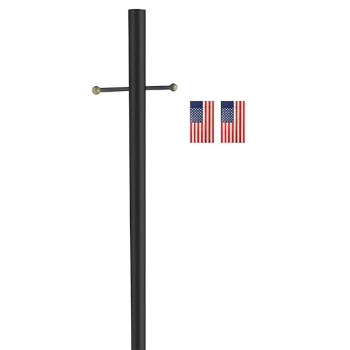 Lamp Post with Plastic Cross Arm and Two 4"x6" American Flags