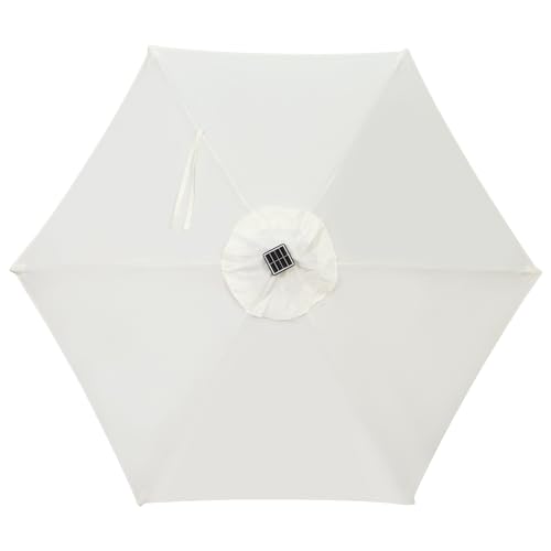 7.5 ft Solar Umbrella 18 LED Lighted Patio Umbrella Table Market Umbrella with Tilt and Crank Outdoor Umbrella for Garden