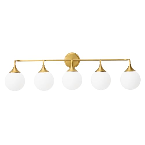 Brushed Gold Bathroom Light Fixtures Over Mirror Vanity 5
