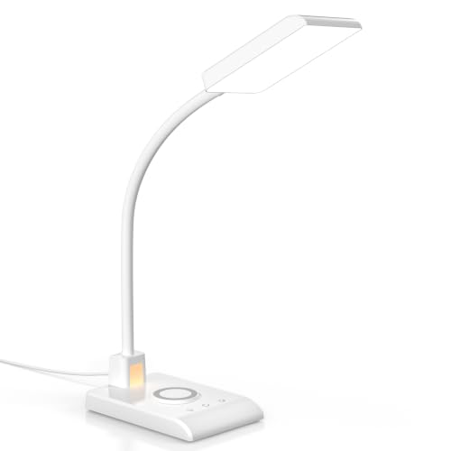 Desk Lamp with Wireless Charger LED Desk Lamps for Home Office White CRI90+ (White)