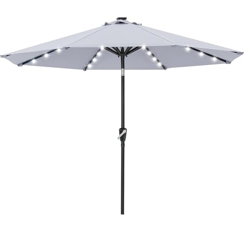 Solar Led Patio Umbrella with 32 Lights 11FT