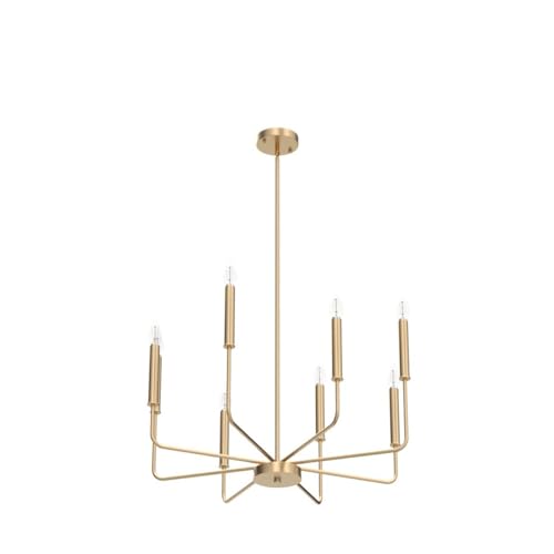 Modern Gold Farmhouse Chandeliers, 8-Light Industrial Metal Chandelier Lighting, Classic Candle Hanging Pendant Light Fixtures for Kitchen Bedroom, Dining Room, Living Room,Foyer