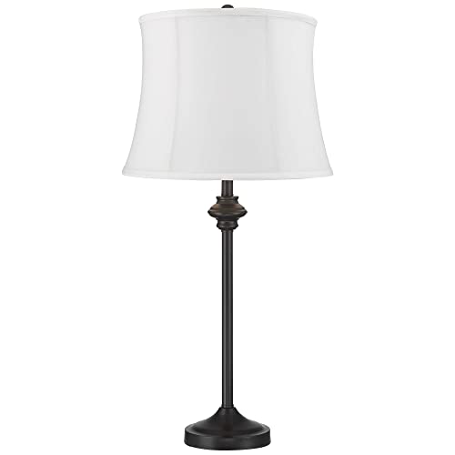 26" Tall Buffet Table Lamps Set of 2 Lynn White Black Skinny Shade (2 Count)