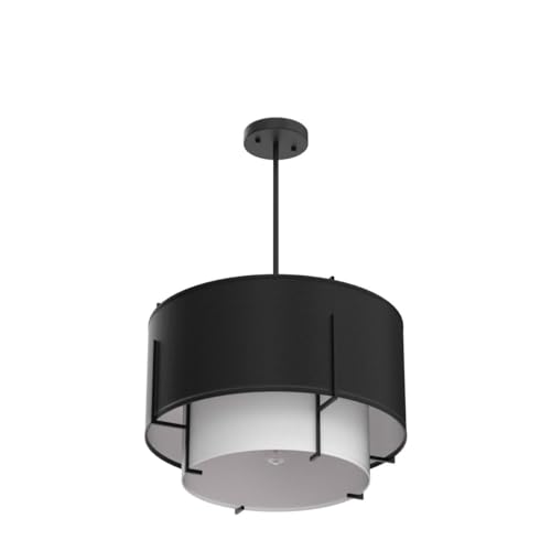 Saint Mossi 4-Lights Modern Fabric Chandelier for Dining Room, Black Farmhouse Chandelier Light Fixture Merged with Drum Style,Black Pendant Light Fixtures,H12 x D20,Down Rod Adjustable
