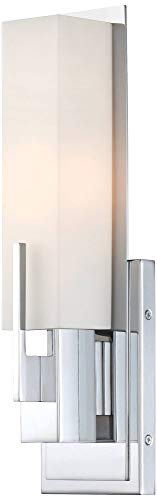 Midtown 15" High White Glass Chrome Modern Wall Mount Sconce Light Fixture