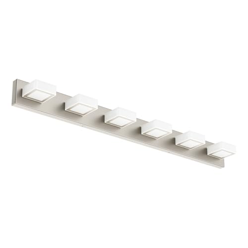 Brushed Nickel Bathroom Vanity Lights 48inch Metal Acrylic LED Modern Bathroom Wall Lighting Fixtures Over Mirror Brushed Nickel