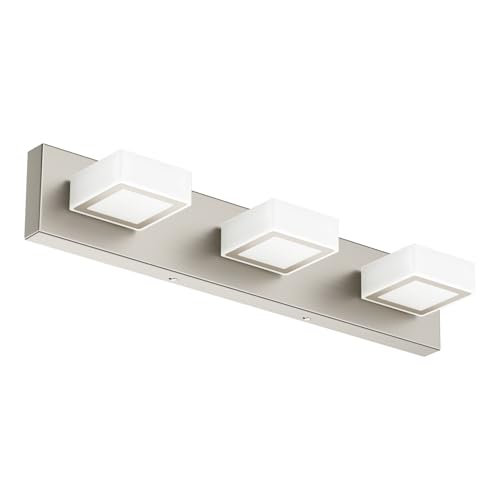 Brushed Nickel Bathroom Vanity Lights 24inch Metal Acrylic LED Modern Bathroom Wall Lighting Fixtures Brushed Nickel