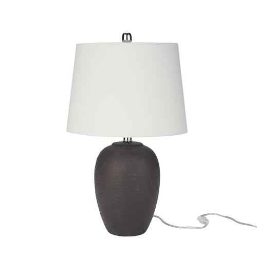Home 23" Dark Purple Distressed Ceramic Pot Table Lamp for Bedroom