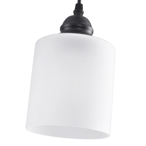 3 Lights Industrial Pendant Light with Glass Shade Matte Black Pendant Lighting Adjustable Industrial Retro Style Hanging Light (3 Count)