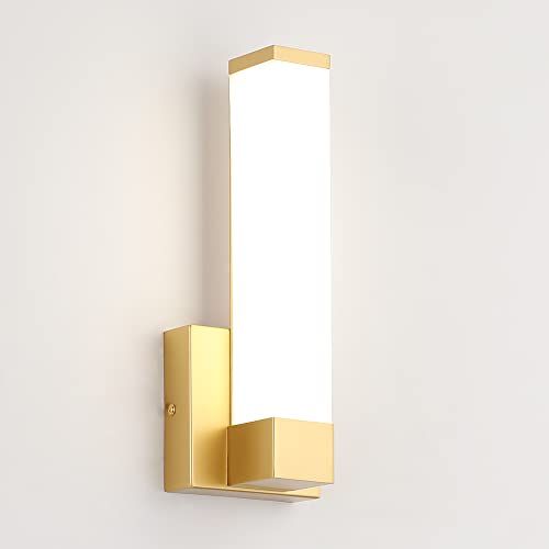 Gold Wall Lights for Bedroom Modern Indoor LED Hallway Sconces Corner Light 12" Inch Height 12W 4000K Bedside Stair Sconces Wall Lighting Lamps 110V AC
