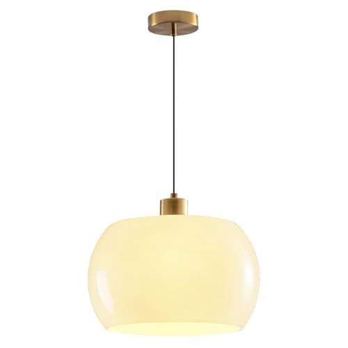 Modern Gold Hardwire Pendant Light with Milk Yellow Glass Shade