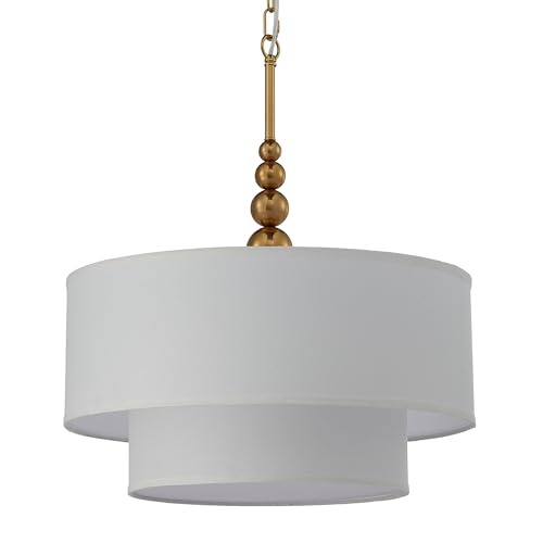 Lighting White Double Drum Chandelier