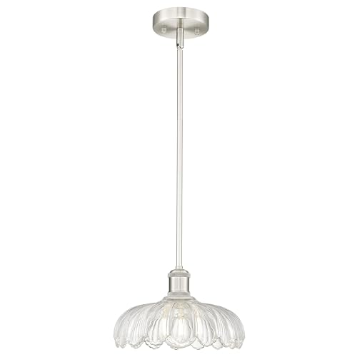 Classic Brushed Nickel Flower Glass Pendant Light