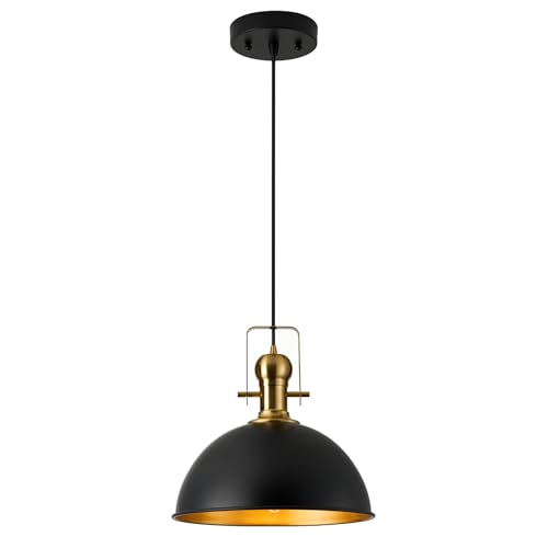 12 Inch Black Farmhouse Pendant Lights for Kitchen Island 1 Pack