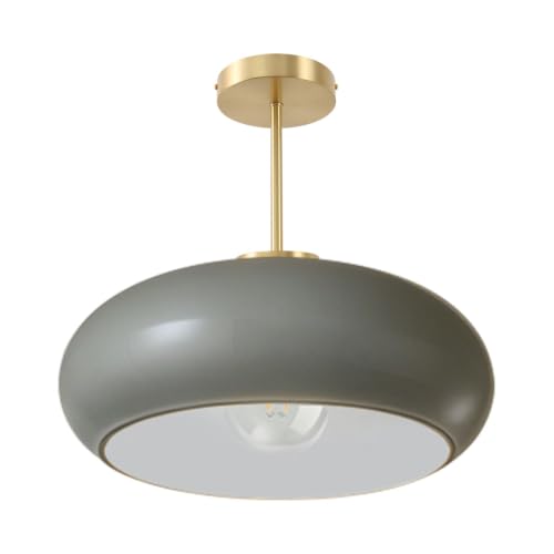 15.7″‌ Large Ceiling Lamp Gold Brass 1Light Classic Gray Glass Shade