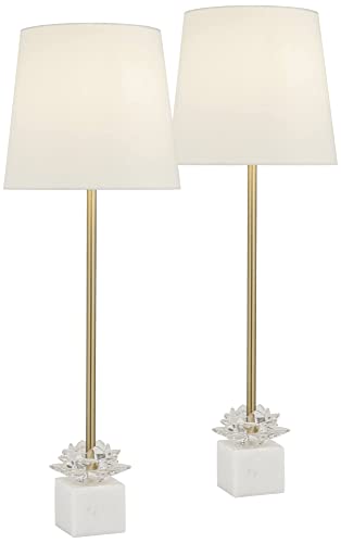 Phoebe 28 1 2" Tall Buffet Table Lamps Set of 2 Gold Marble Glass Modern (2 Count)