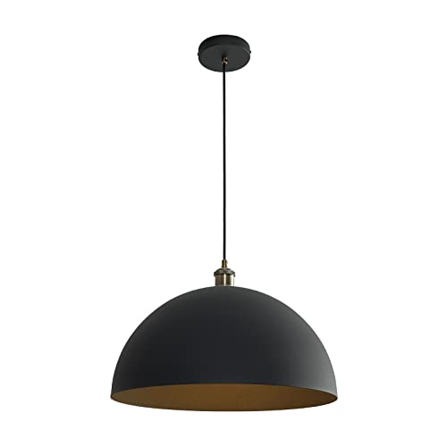 Vintage Black Pendant Light 17.72'' Retro Farmhouse Large Dome Pendant Lamp Modern Industrial Chandelier for Wire length 78.74 '' for Kitchen Island