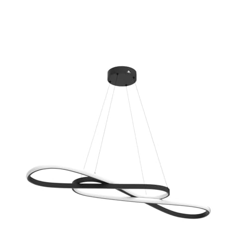 Modern LED dimmable Chandelier 45W Color Temperature 3000K-4000K-5000K Creative Design Suitable for Living Room Dining Room Kitchen Island Bedroom Foyer Note the Shape(Black, 40 Inch)