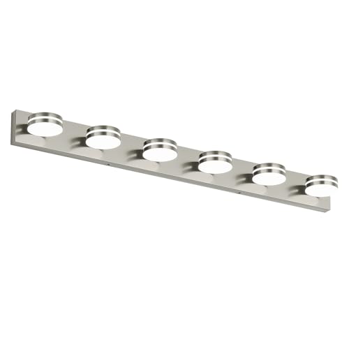 6 Light Brushed Nickel Bathroom Vanity Light Over Mirror